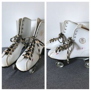 VTG White Leather Official Roller Derby Skates